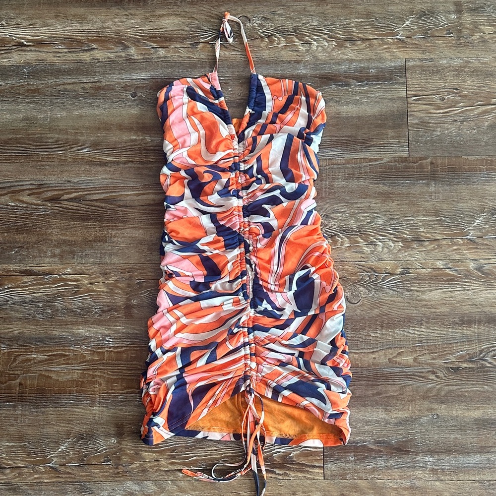 Princess Polly Orange and Blue Swirl Dress